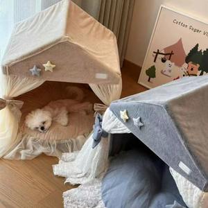All Seasons Cat/<strong>Dog</strong> Condo Sustainable Royal Bed <strong>Igloo</strong> with Lace Decor Detachable and Washable Winter Haven Cozy Pet Haven - Product Image 3