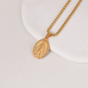 Vente chaude Vierge Marie Collier 18K En Acier Inoxydable Catholique Religieux Bijoux Médaille Miraculeuse Marie Pendentif Collier pour Femmes - Product Image 3