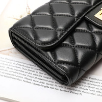 Petits porte-cartes de crédit de haute qualité pour femmes, portefeuille long en peau de mouton, porte-monnaie