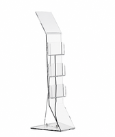 HOTEAM Présentoir de Luxe Personnalisé en Acrylique sur Pied pour Brochures et Documents, avec Base Triangulaire pour Showroom et Exposition