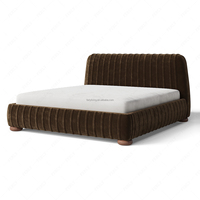 Lit FERLY Vivienne de luxe moderne avec tête de lit en velours et détails de couture plissée, cadre de lit King Size, mobilier de chambre sur mesure