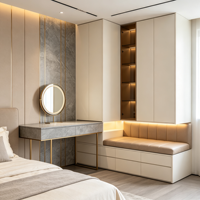 Armoire de chambre sur mesure Oberay en MDF, meuble de rangement autoportant écologique pour appartements, villas et projets hôteliers, avec conception 3D gratuite