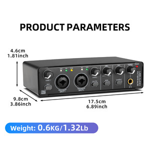 Interface audio professionnelle 2 canaux MD22, 2 entrées 2 sorties, équipement d'enregistrement en direct, chant, mixeur externe USB pour guitare - Product Image 3