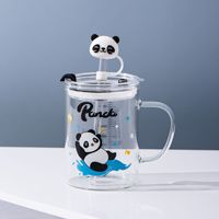 Tasse de paille en verre Panda super mignon, tasse à lait pour enfant étudiant, tasse à café de bureau, vente en gros, fabricants 2022