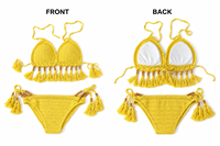 Ensemble de maillots de bain pour femmes, 2 pièces, avec sac de plage tissé, bikini au crochet, tenue de vacances d'été
