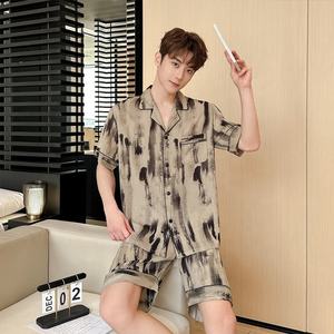 Pigiami estivi da <span class=keywords><strong>uomo</strong></span> vestiti sottili per la casa per il tempo libero estivo pantaloncini larghi a maniche corte indumenti da notte da <span class=keywords><strong>uomo</strong></span> <span class=keywords><strong>taglie</strong></span> <span class=keywords><strong>forti</strong></span> - Product Image 2