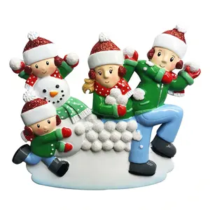 weihnachten geschenk圣诞饰品家庭打雪仗个性化navidad定制树挂饰纪念品