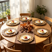 Assiette de Présentation Creuse Dorée de Luxe pour Mariage, Décoration de Table, en Plastique PP Durable, Réutilisable, Faite à la Main, Vaisselle de Banquet Élégante