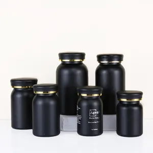 Bottiglie di plastica per animali domestici stampate con Logo nero da 225 ml e contenitori di barattoli di forma rotonda