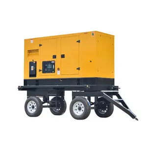 prime power Mobile trailer type generator diesel 50kva genset with water cooled and electric start