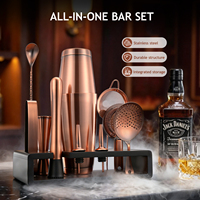 Kit de barman avec support en bambou, ensemble de shaker à cocktails 12 pièces pour boissons mélangées, ensemble d'outils de bar professionnels en acier inoxydable, boîte cadeau