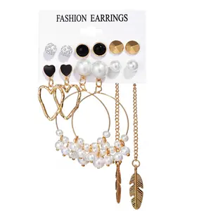 Fashion Gold Plated Stud Earring Cute Geometric Pearl Drop Earrings NEW Wedding Jewelry Gift