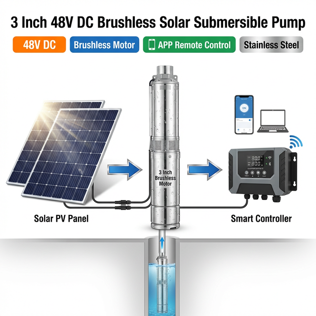 3inch 48v Dc Water Pump Brushless Solar Powered Water Pump Dc Solar Submersible Pump