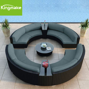 الأكثر مبيعًا أثاث مستدير من الخوص الروطان أرائك حدائق خارجية مقطعية للبيع - Product Image 4