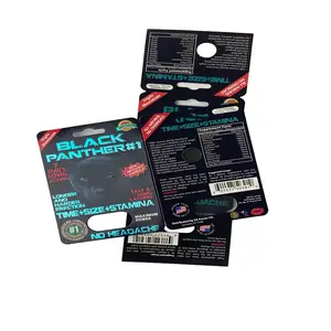 ブラックパンサーライノセックスピル男性ペニス拡大男性性的強化ピル紙カードディスプレイボックスロゴ付きパッケージ