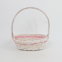 Panier de transport ovale en osier blanc fabriqué en usine, panier en saule naturel tressé à la main pour l'arrangement floral, la décoration de Pâques et de mariage