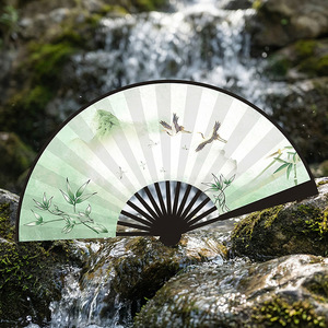 Ventaglio Pieghevole Vintage a Doppia Faccia in Plastica, Portatile e Compatto, Abbinabile a Hanfu, Prodotto in Cina, Regalo per Festival - Product Image 3