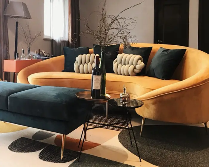 Luxe Lobby Receptie Gebogen Bank Moderne Fluwelen Fancy Gebogen Stof Sofa Design Mode Salon Sofa Meubels