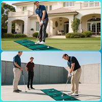 Tapis de putting de golf en EVA 3x6 pieds pour entraînement intérieur/extérieur avec coupes de putting et miroir pour la pratique à la maison, au bureau ou dans le jardin