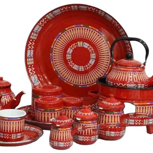 Saudi arabia desinging enamelware Set kim loại thép men Bộ đồ ăn bếp tấm cà phê ấm hơn ấm trà Mug Set - Product Image 1