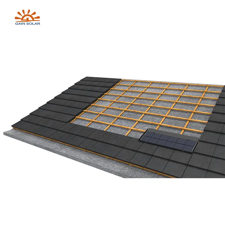 Tuiles solaires pour bâtiment Tuile solaire revêtue de pierre en verre Indonesie double verre maison utilisant une tuile solaire pour le toit