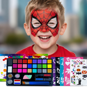 Kit de Peinture Professionnel GP Non Toxique 26 Couleurs à Base d'Eau Lavable pour Visage et Corps, <span class=keywords><strong>Maquillage</strong></span> Enfants pour Fêtes, avec Paillettes et Pochoirs - Product Image 1