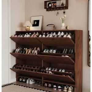 XHA Customizable Exterior Entrance Door <b>Shoe</b> Cabinet Ultra-thin Design Walnut Finish Suitable Home Use ENF-class Floor <b>Shoe</b> Rack - Product Image 1