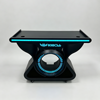 Station DJ futuriste en métal miroir éclairée avec logo personnalisé pour boîte de nuit
