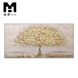 Wohnzimmer Dekor Original handgemalte Goldbaum große Luxus Wand kunst große abstrakte Hand Ölgemälde auf Leinwand