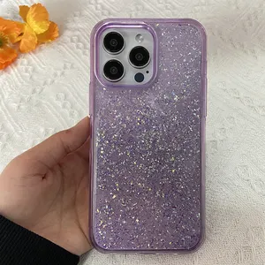 Dual Layer Transparent Dyed TPU Epoxy Glitter Mobile Phone Case For Xiaomi 11 12 13 Lite