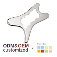 Outil Gua Sha IASTM triangulaire creux Baojun ODM OEM en acier inoxydable 304 poli, couteau à fascia avec plusieurs poignées, couleur personnalisée
