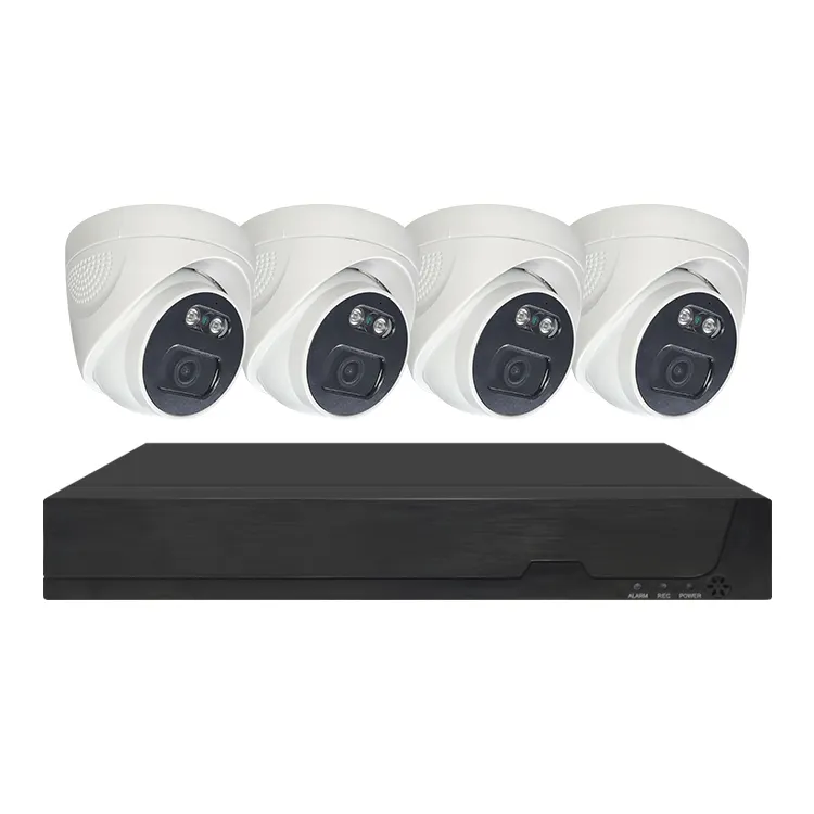 Manufacturer 1080P CCTV H.265 Indoor 4 Cameras Dome IP POE Network Security Camera System poe cctv camera system