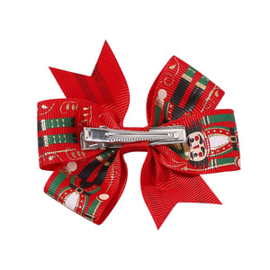 Fiocchi 3.15 pollici fermaglio per capelli per bambini ragazze del nuovo anno decorazioni per feste stampa fermaglio per capelli per bambini accessori per capelli natalizi - Product Image 4