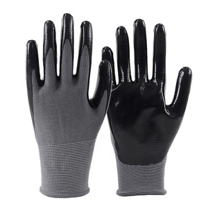 Nhà Máy Cung Cấp Màu Đen Nitrile Tráng Làm Việc Găng Tay Mịn Mỏng Và Chống-Nhiệt Chống Trượt Găng Tay Găng Tay Cho Làm Vườn Làm Việc - Product Image 1