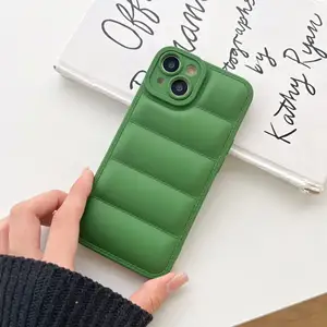 Fashion Custom Soft Touch Puffer Down Jacket Phone Case North face logo Cover for iPhone 15 14 13 12 11 Pro Max