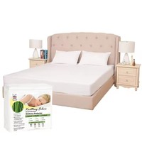 Sprei kain rajut 100% poliester tahan air kustom penuh sprei putih ukuran King elastis Hotel sprei pas