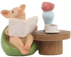 Resin cute casual mini pig statue home cafe tabletop decoration