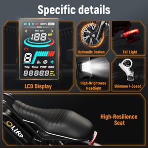 Qlife <span class=keywords><strong>Spark</strong></span> Plus, Envío Gratuito en EE. UU., Bicicleta Eléctrica Híbrida de Montaña, 52V 20Ah, Pico de 2000W - Product Image 5
