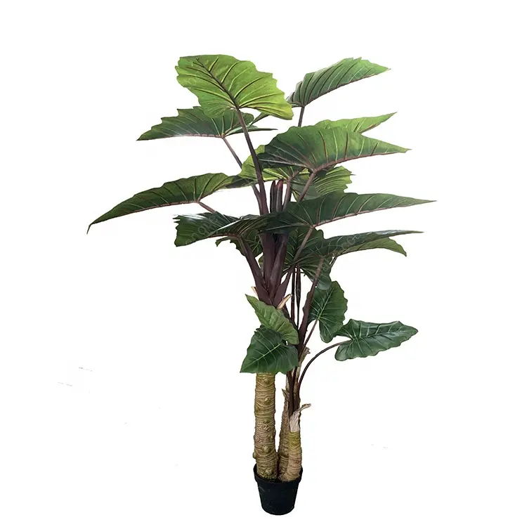 고품질 장식 녹색 식물 230cm 인공 타로 화분 플라스틱 타로 나무 열대 우림 스타일 풍경 장식