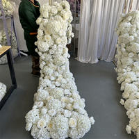 Composition florale de luxe en soie artificielle 2026, cascade romantique de hortensias blancs, chemin de table pour décoration de mariage