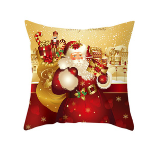 Cross-border Nordic <b>Christmas</b> car cushion, linen cushion, gold cartoon Santa Claus cushion, office lumbar support - Product Image 4