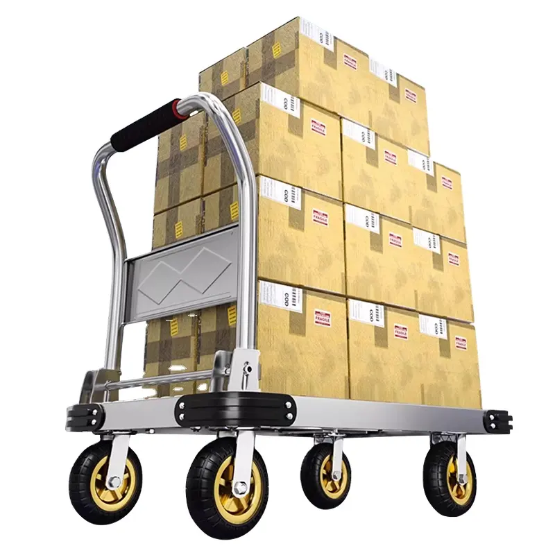 300kg 1000kg 1.2t chariot alimentaire en acier chariots à plate-forme d'entrepôt robustes