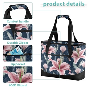 Wholesales Custom Flower Abstract Lunch Bag Keep Fresh and Warm School Cooler Insulated Lunch Bag for Beach Picnic - Product Image 4