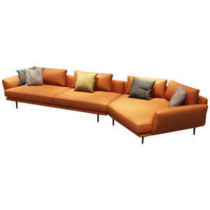 Italian Minimalist Top Grain Leather Down Filled <b>Sofa</b> Corner Chaise Lounge Combination <b>Sofa</b> For <b>Small</b> Living Room - Product Image 4