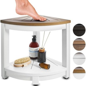 Tabouret de douche Park Seo 32,5x32,5x42 cm en bois massif, siège de salle de bain antidérapant pour personnes âgées et femmes enceintes - Product Image 1