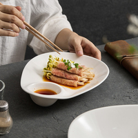 Assiette à raviolis en céramique avec compartiment à sauce intégré, plat de service individuel divisé pour fruits de mer et sushis, en porcelaine, 10/12 pouces, durable