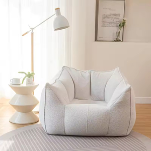 モダンなヨーロッパデザインのテディベルベットビーンバッグ、スポンジ入りのソフトなシングル＆ダブルチェア、レイジーソファ - Product Image 1