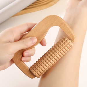Rouleau de massage manuel en bois, appareil de massage des méridiens, pour jambes, dos, corps entier, universel, en bois massif, planche de relaxation Gua Sha musicale - Product Image 2
