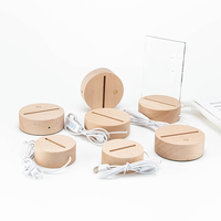 Lampes rondes longue bande supports de veilleuse USB hêtre lumière Bases interrupteur Bases USB chambre 3D éclairage Base lampe décor à la maison
