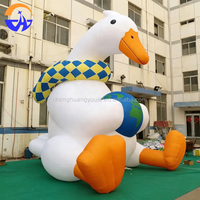 Modèle de canard gonflable géant publicitaire multicolore, ballon animal de 3,6 m de haut en tissu Oxford avec ventilateur intégré, durable et facile à installer